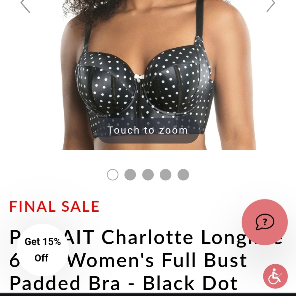 PARFAIT Charlotte Longline Women's Full Bust Padded Bra - Black Dot US size 36K